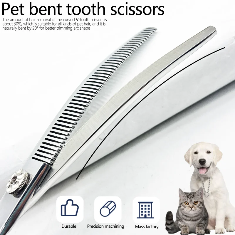 Professional Pet Grooming Scissors - 9.5" Japanese Steel Dog/Cat Shears With Curved Blades - View #2