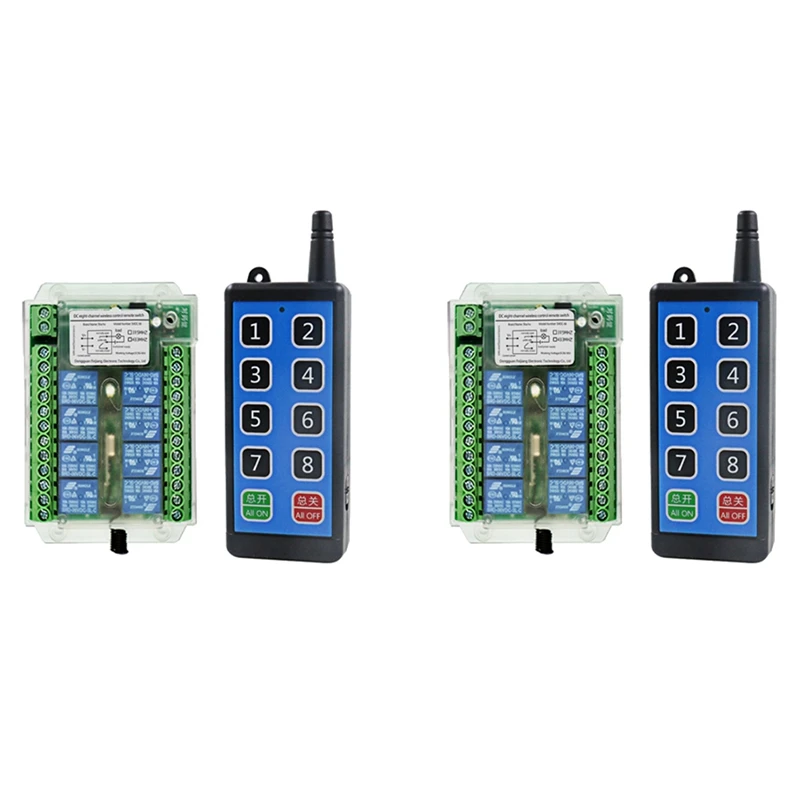 

2X 8 Channel Wireless Rf Remote Control Switch DC 9-72V Remote Control Wireless Remote Motor Control Switch