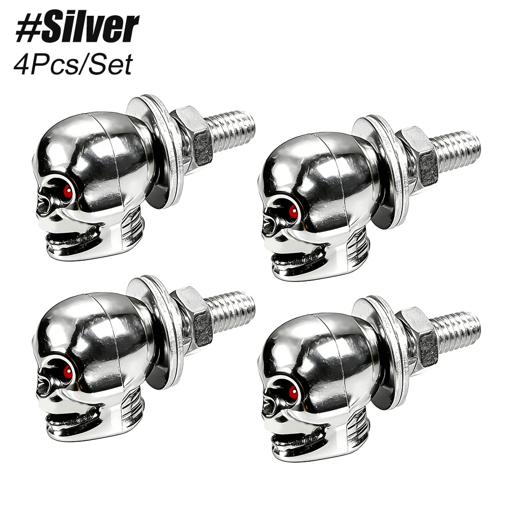 Set of 4 Gothic Skull License Plate Screws