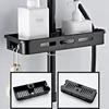 Bathroom Shower Storage Rack Organizer No Drilling Lifting Rod Shower Head Holder Shower Gel Shampoo Tray Holder Pole Shelves 4