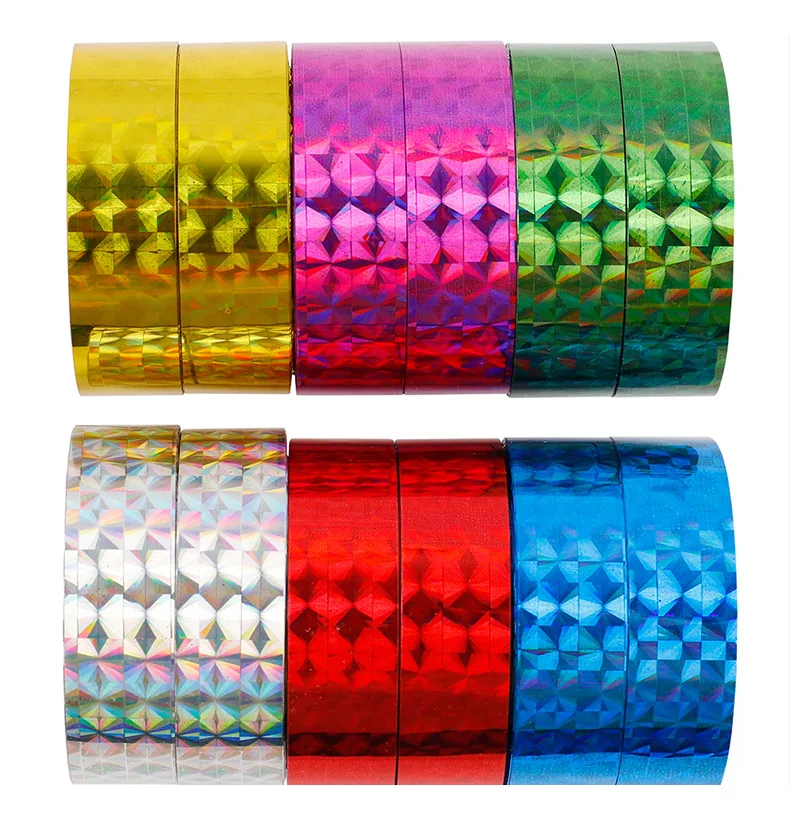 12pcs/lot prism Hoop Holographic Tape For Gift Packing Adhesive