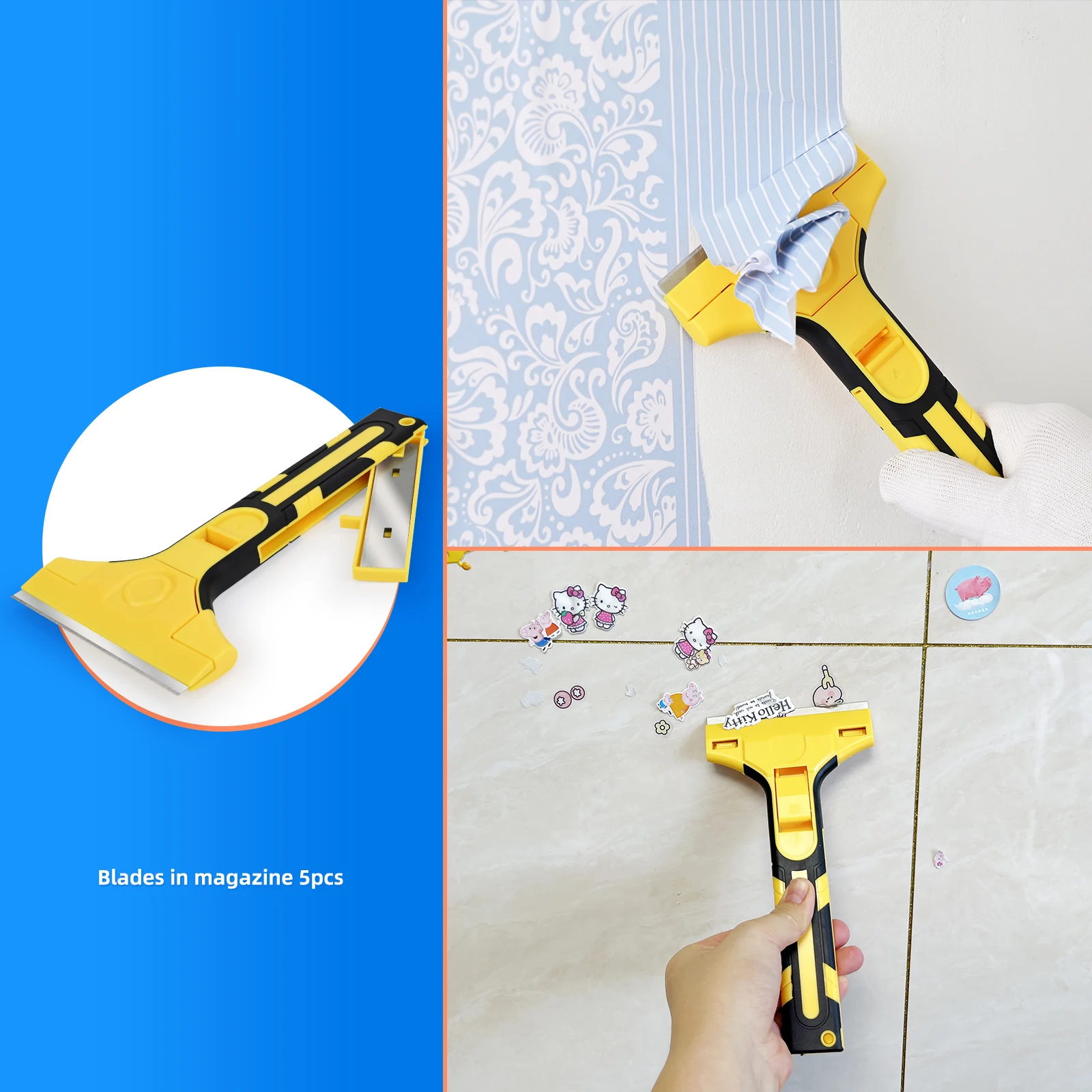 EHDIS Carbon Steel Razor Blade Putty Knife Scraper Glass Window Tile Stove Top Cleaning Squeegee Floor Adhesive Removal Tools