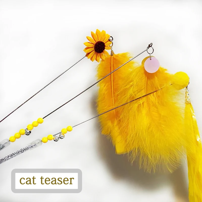 

3pcs/set Funny Kitten Cat Teaser Interactive Toy Rod with Bell Feather Toys For Pet Cats Stick Wire Chaser Wand Toy