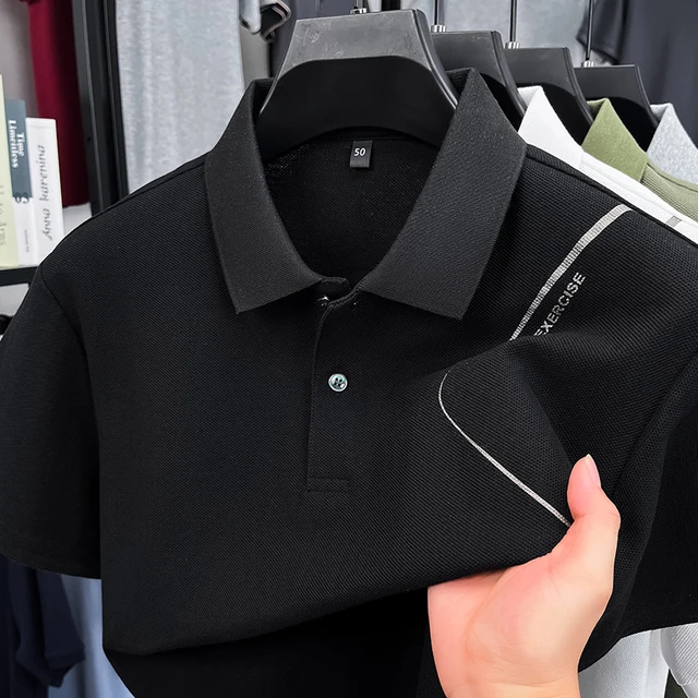 100% algodón verano lujoso transpirable camisa Polo para hombre diseño estampado pantalón corto Casual manga negocios camisa cómoda