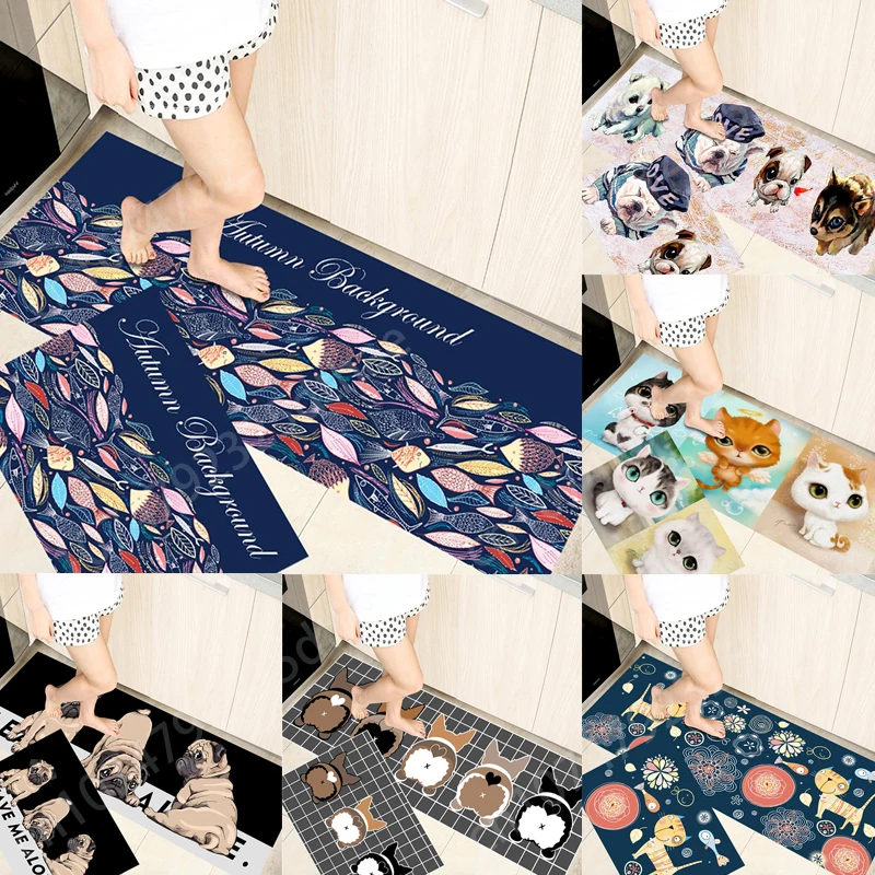

Cartoon Animals Kitchen Rug Home Doormat Small Rugs for Bedroom Laundry Room Bathroom Entrance Area Floor Mat Bedside Long Mats