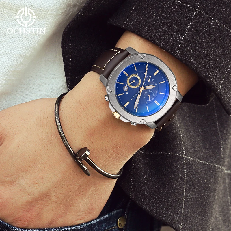OCHSTIN Men Watch Top Brand Luxury Sports Quartz Mens Watches Full Steel Waterproof Chronograph Wristwatch Men Relogio Masculino