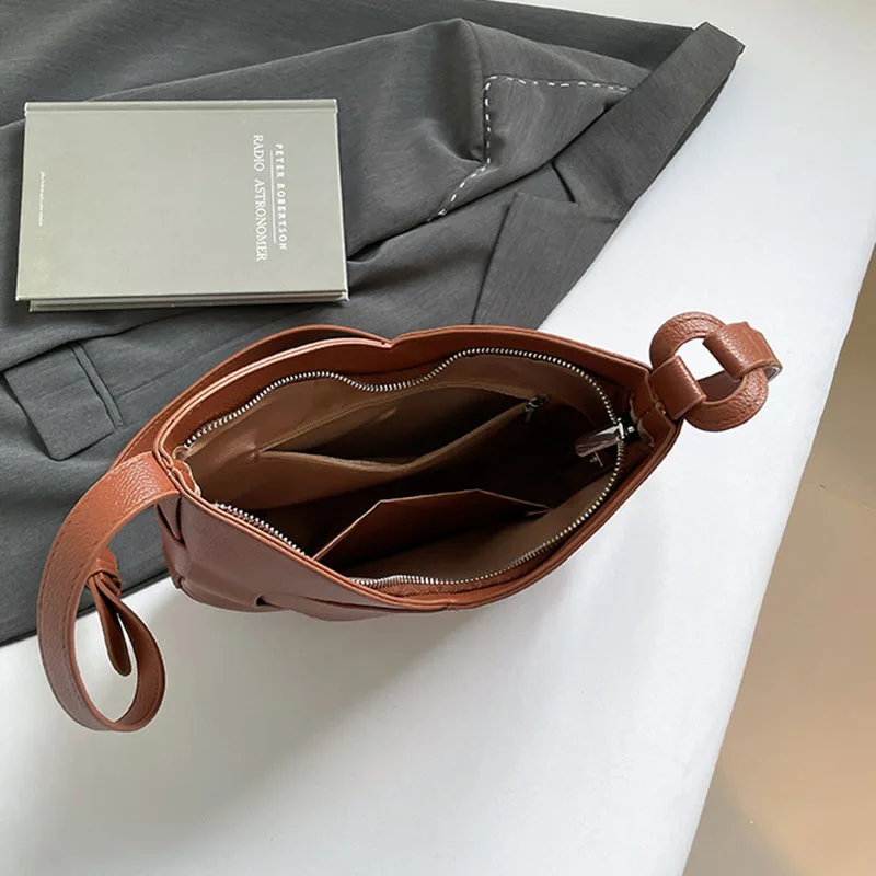 Large Capacity Tote Bag Lady Oblique Shoulder Bag Woven Bag Fashion Casual Single Shoulder Bag Adjustable Shoulder Strap