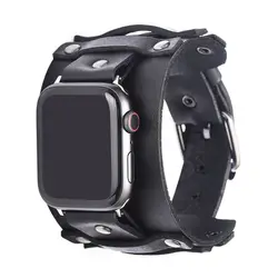 Punk Leather Band Strap for Smartwatches - Stylish Accessory (Black)