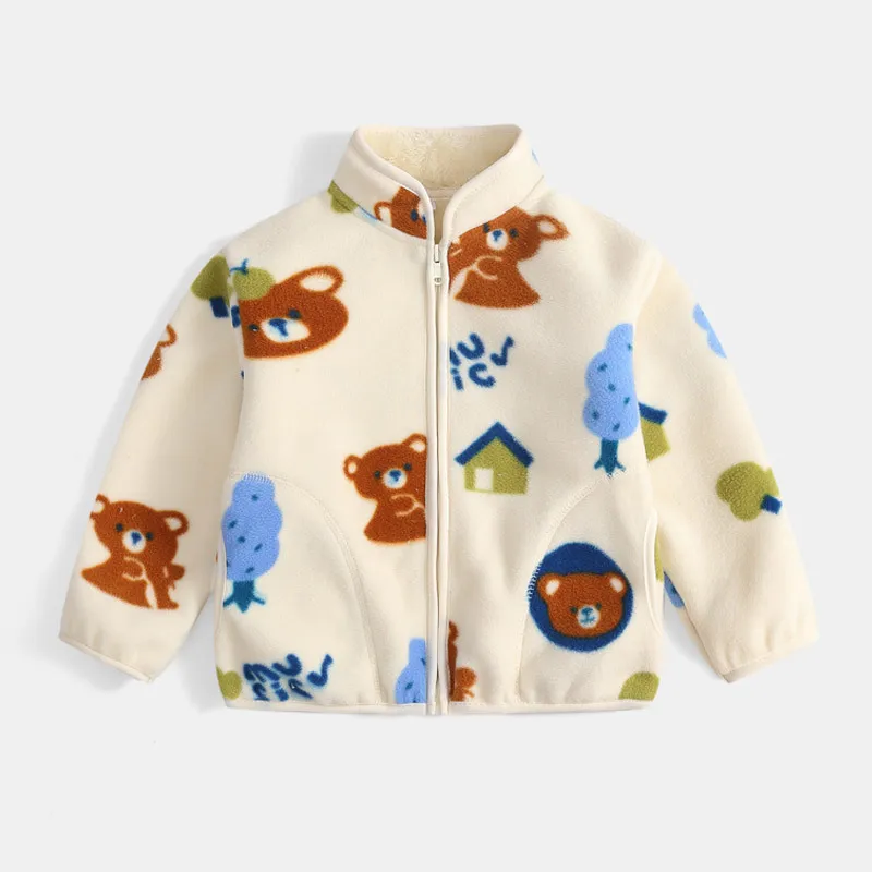 Boys Cartoon Coats Autumn Fashion Children's Clothes 1 to 2 4 6 8 Years Winter Baby Warm Fleece Outerwear Jacket for Girls - 3
