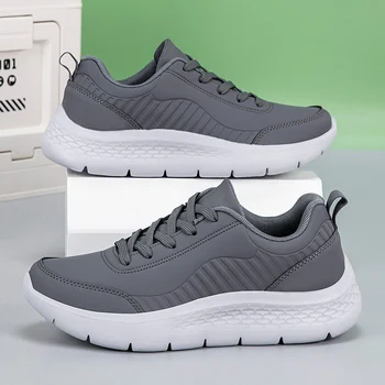 Men Sports Shoes Leather Breathable Adult Running Shoes Soft Comfort Leisure Walking Shoes for Middle-Aged Elderly People 1