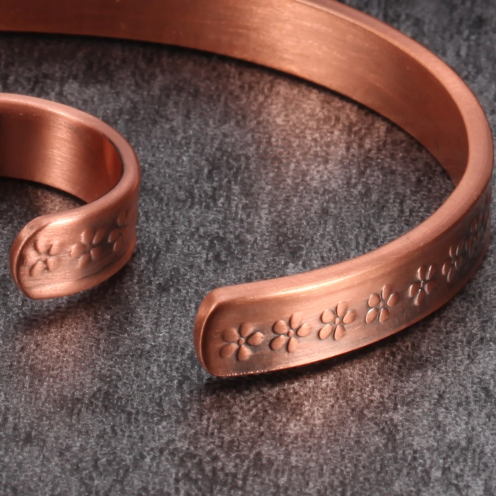 Pure Copper Magnetic Bracelet Arthritis Energy Flower Magnetic Bracelet Benefits Adjustable Cuff  Copper Bracelets for Women 3