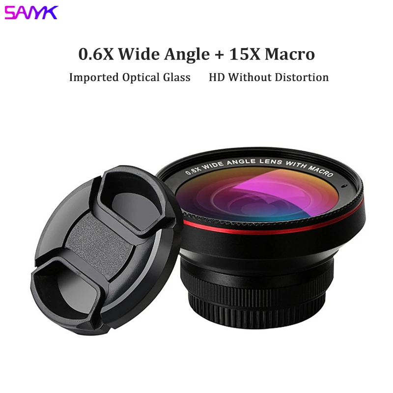 

SANYK HD Mobile Phone Lens 0.6x Wide Angle Lens 15x Macro Lens for Phone Multi-layer Coated Optical Glass Lenses For Smartphone
