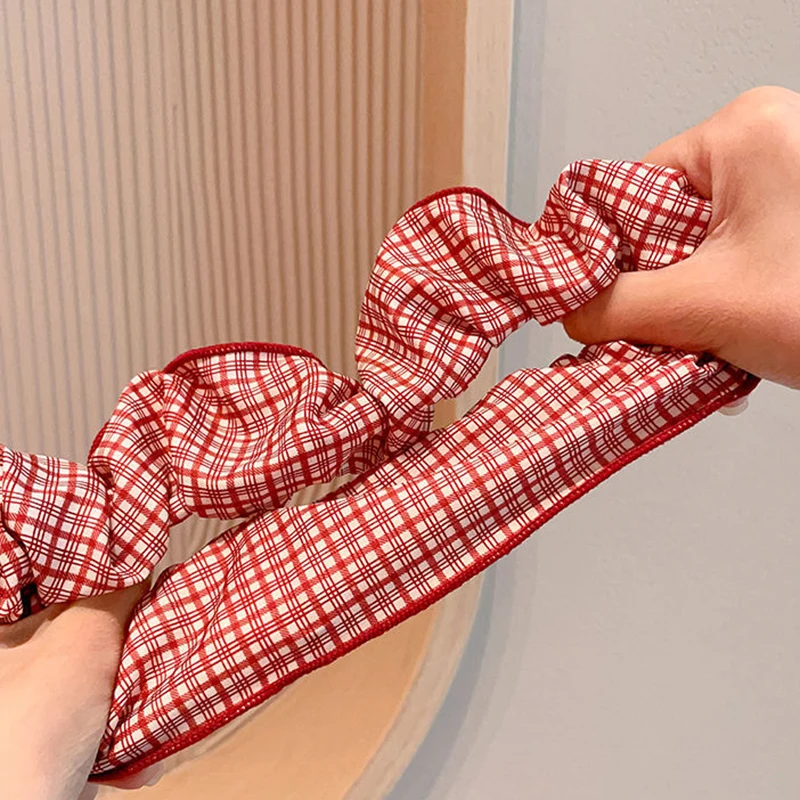 2/3 Stück High-End-Haargummis mit niedlichem Punkt und Karomuster für Damen und Mädchen, weiche elastische Haargummis, sanfte Haarbänder, modische Haar-Accessoires – Detail 4