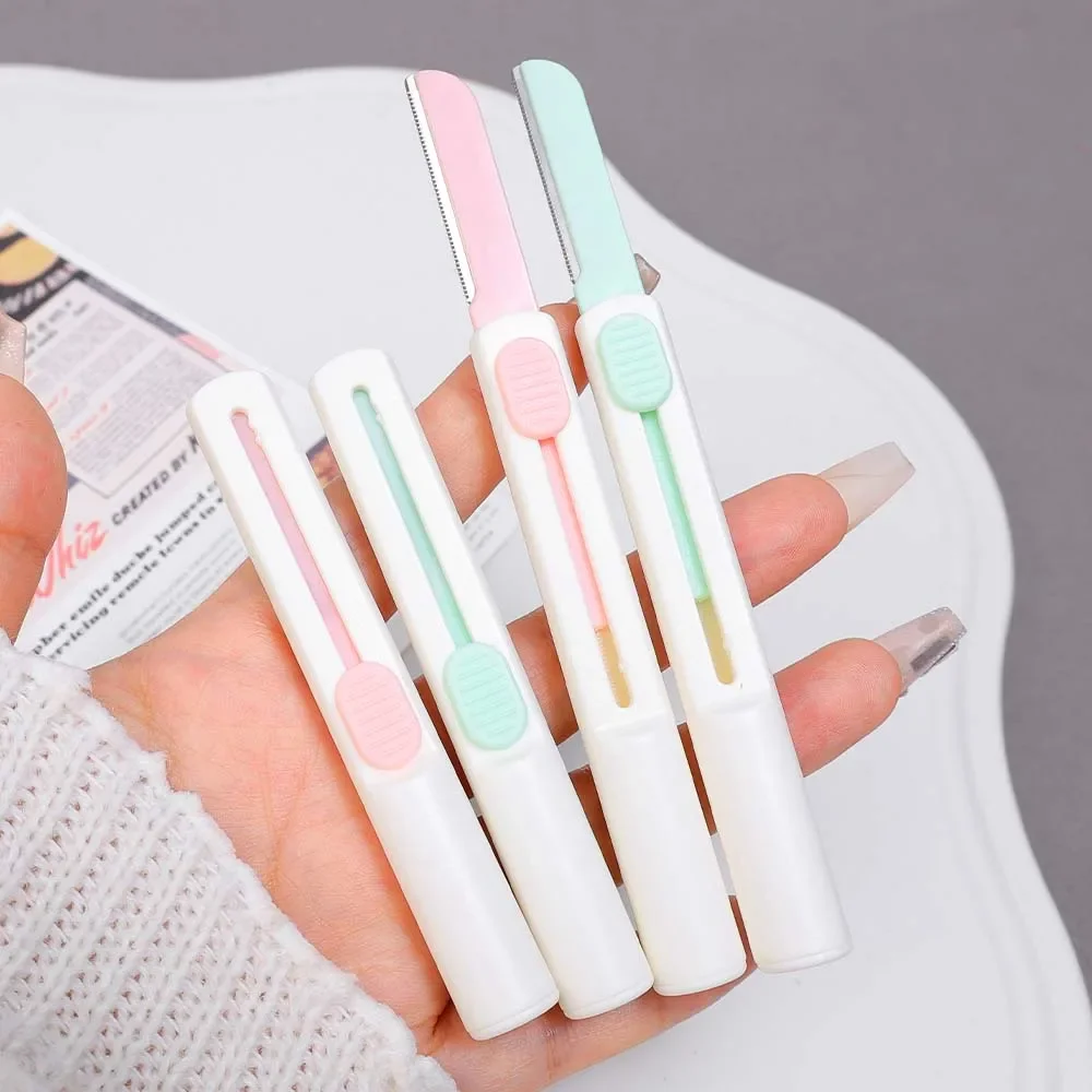 Retractable Micro Eyebrows Shaping Knife Eyebrow Razor Face Body Hair Removal Shaver Blades Women Makeup 10PCS