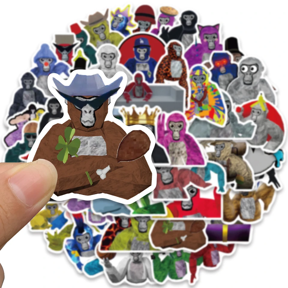 60-Piece Gorilla Stickers Pack - Waterproof Vinyl Decals For Water Bottles, Laptops & More