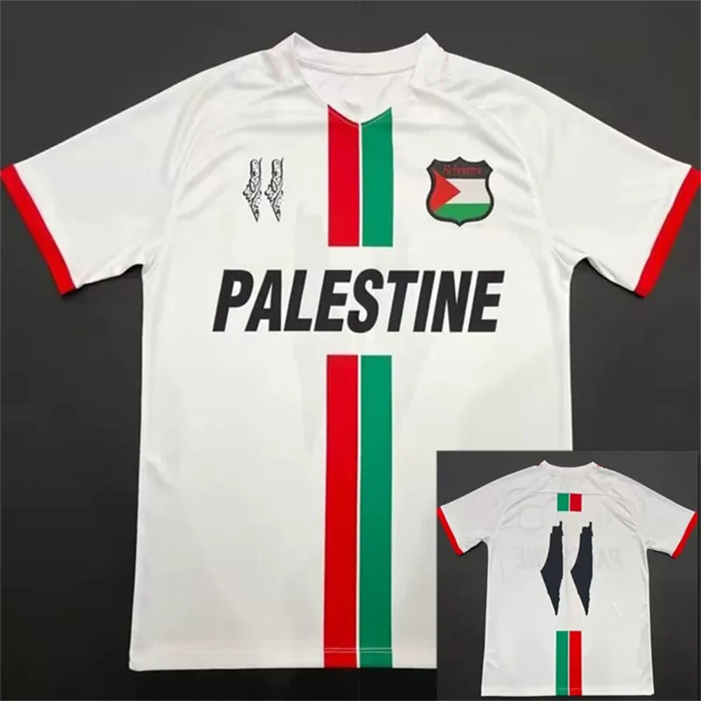 Palestine Soccer Jerseys Black Center Stripe Red Green Football Shirt War Justice March Uniform Kits