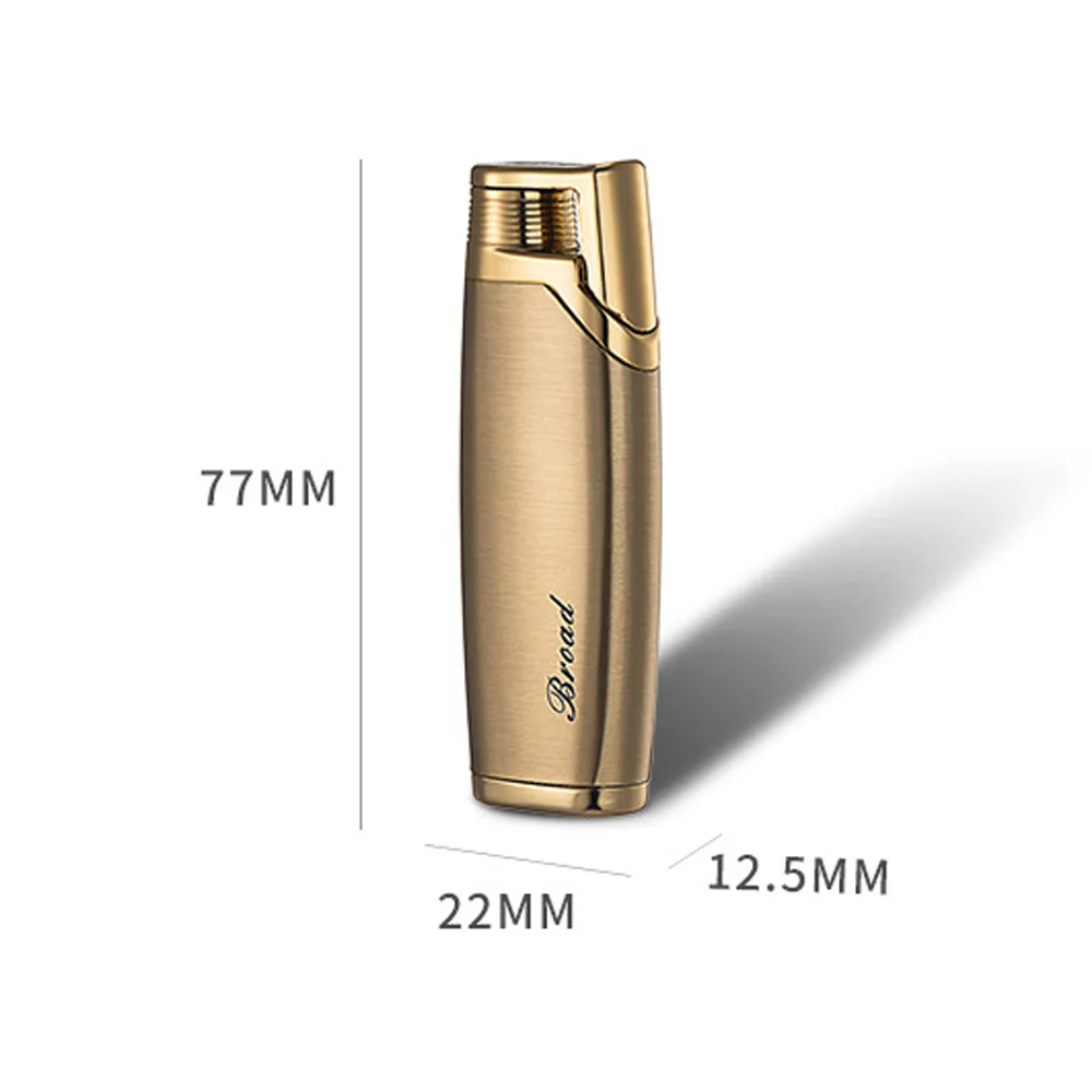 Fashion Metal Windproof Compact Butane Jet Gas Lighter Straight Flame Press Ignition Cigarette Lighters Men Smoker Gift