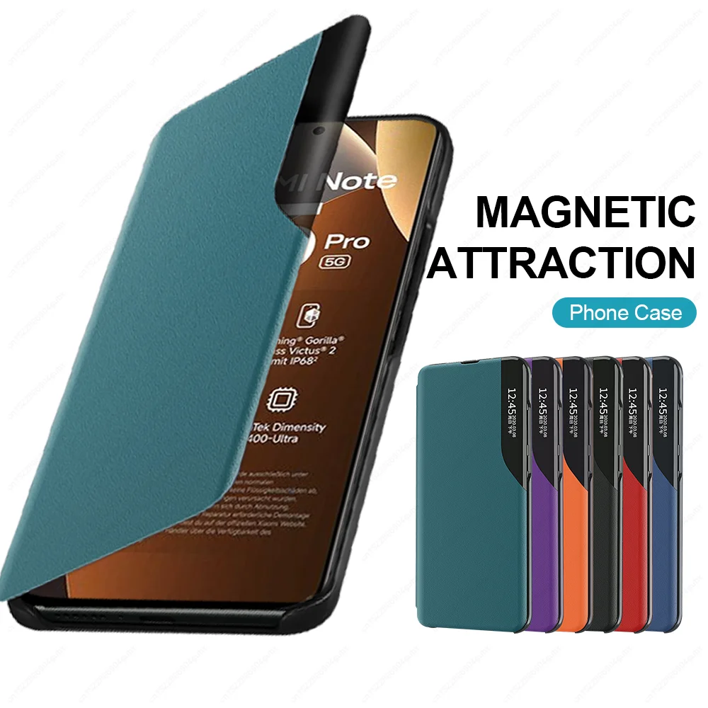 Luxury Leather Smart View Window Flip Case - Shockproof Cover