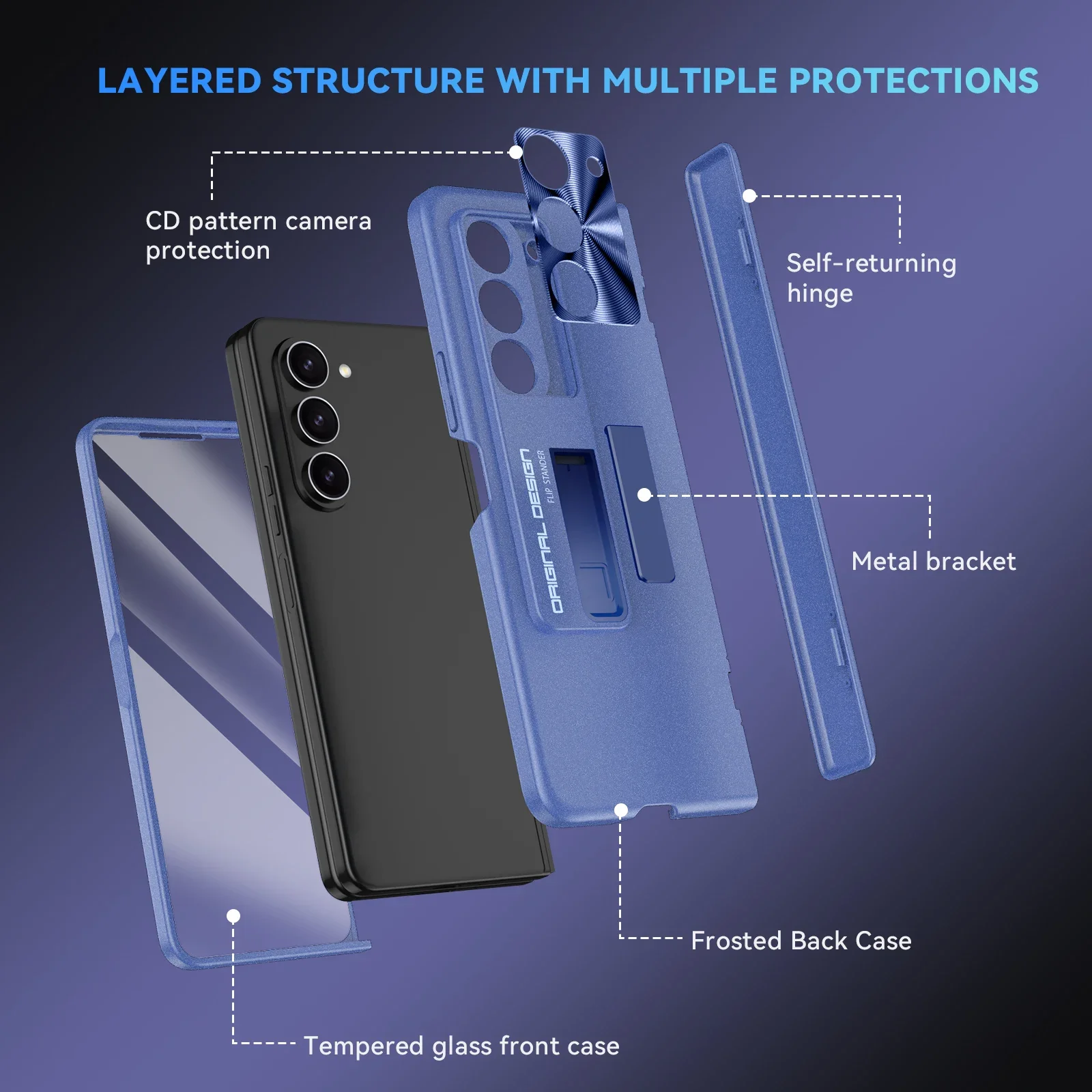 Coque de protection intégrale HD de luxe avec charnière mate et support antichoc pour Samsung Galaxy Z Fold 5 5G_voghion.com