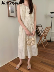 Summer Sleeveless Dress Women Print Fashion Chinese Style Ladies Dresses Irregular Pleated Korean Style Loose Ruffle Woman Dress