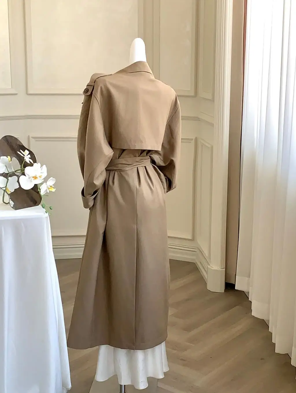Autumn British Style Long Trench Women Lapel Double Breasted Coat with Belt Korean Fashion Windbreaker Outerwear Casual Jackets