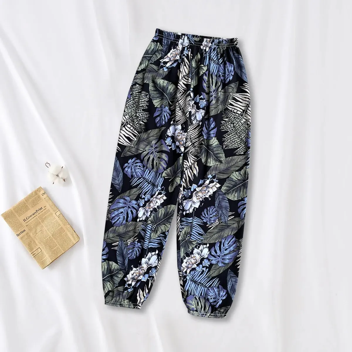 Casual Sweatpants Women Loose Cozy Elastic Waistband Feet Harem Summer Beach