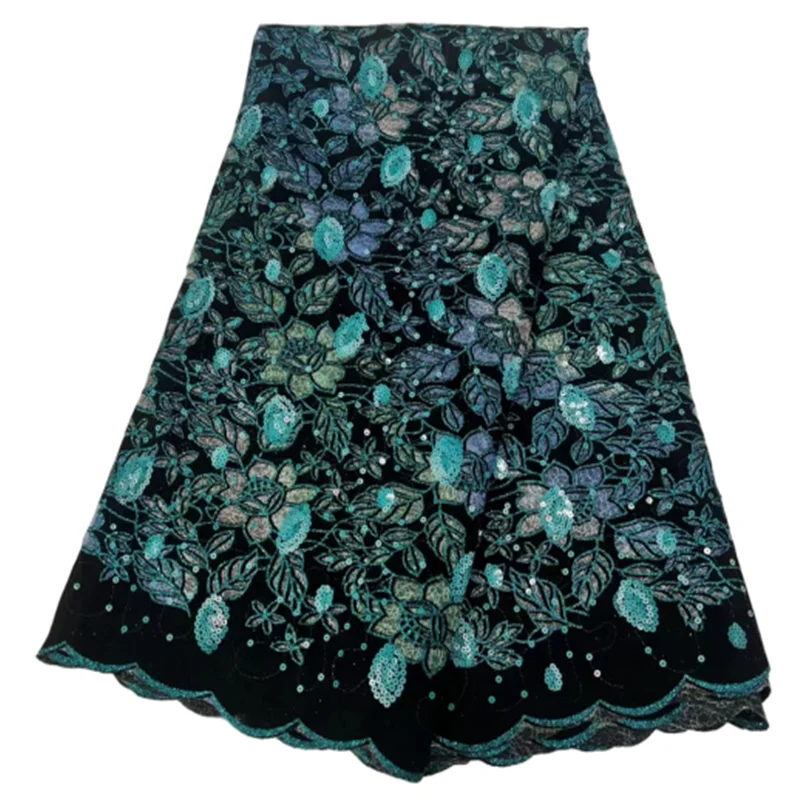 

Африканская бархатная кружевная ткань 2022, Высококачественный кружевной материал с блестками, французская вышитая кружевная ткань для свадебного шитья H9930