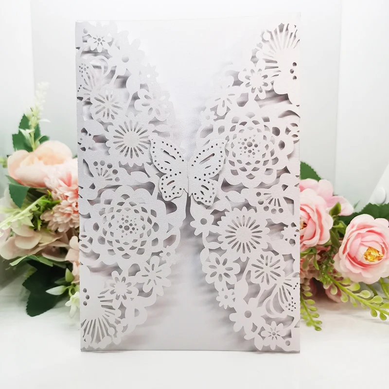 25/50pcs Laser Cut Butterfly Invitations Personalized for Mother's Day