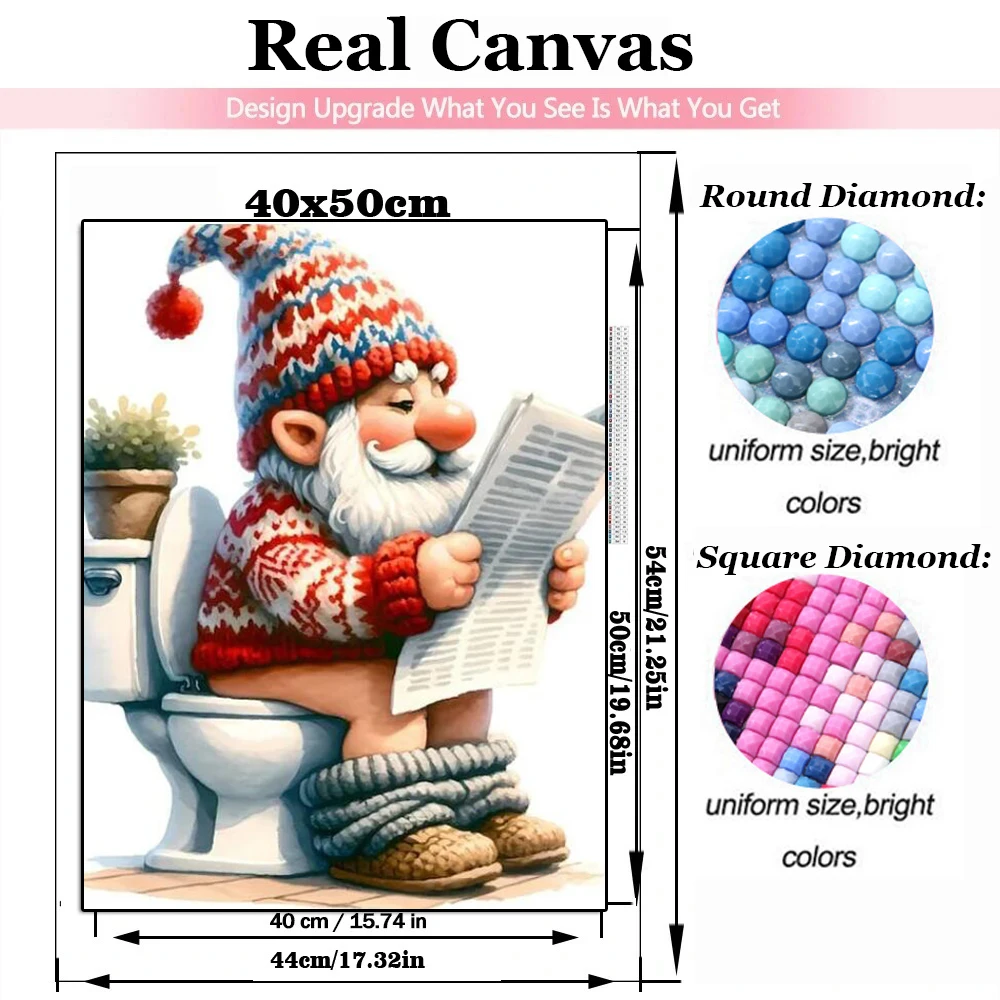 5D DIY Diamond Painting Diamond Embroidery Gnome On The Toilet Newspaper Mosaic Jewelry Cross Stitch Home Decoration diamond painting diamond art painting kit diamond painting set