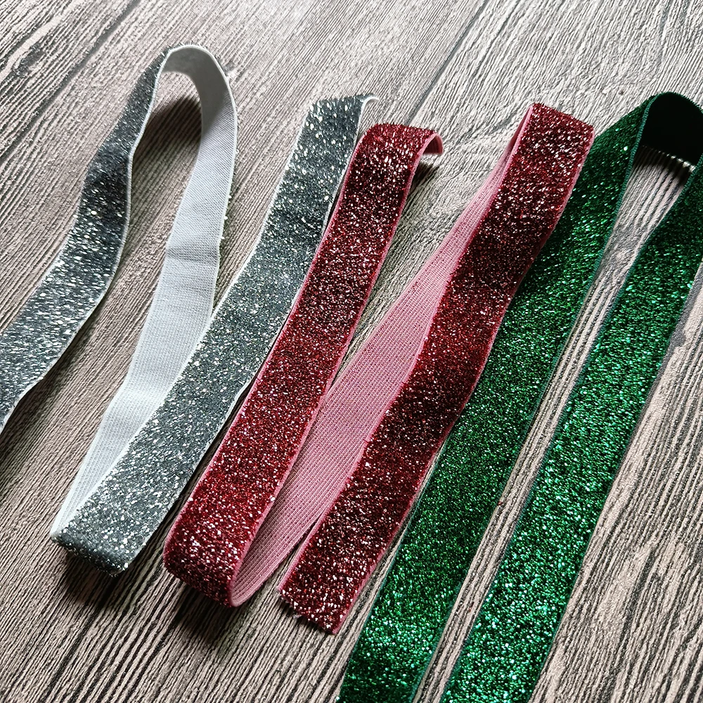 5 Yards/Lot 5/8 Glitter Elastic Bands DIY Hair  Baby Hair Tie Accessories Colorful High-Elastic Band Garment Accessories