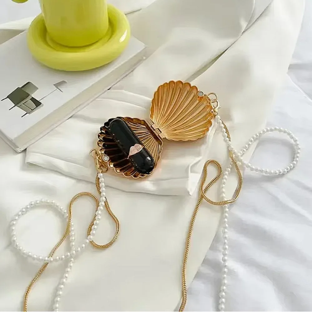 Summer Lipstick Bags for Women Fashion Pearl Mini Purse Crossbody Bag Gold Shell Bag Designer Shoulder crossbody bag women handbags