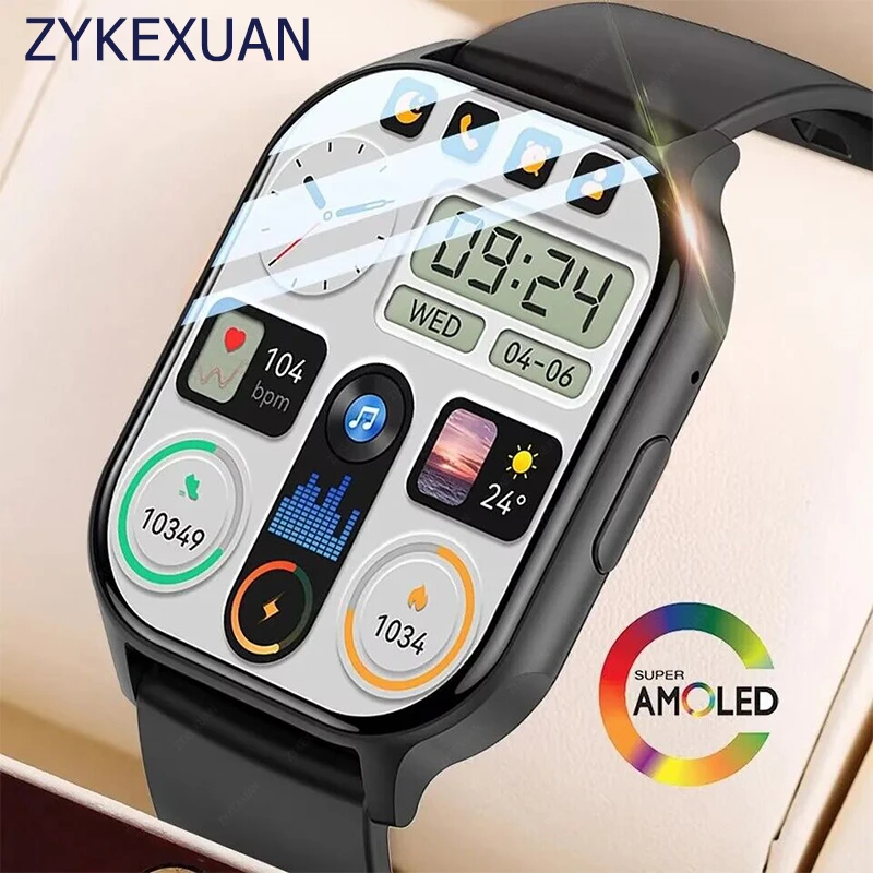 

2023 New AMOLED Screen Smartwatch for Men and Women Bluetooth Call Fitness Tracker Waterproof Sport Smartwatch IOS Xiaomi 2.04"