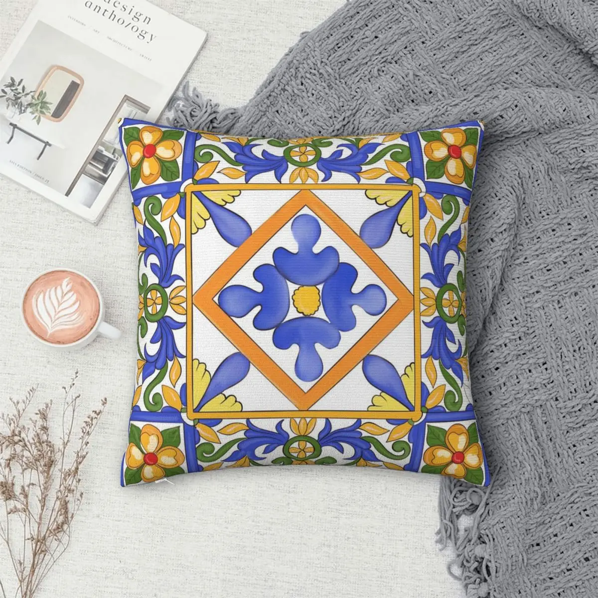 

Citrus,Sicilian Style Summer Decor Pillowcase Polyester Pillows Cover Cushion Comfort Throw Pillow Sofa Decorative Cushions Used