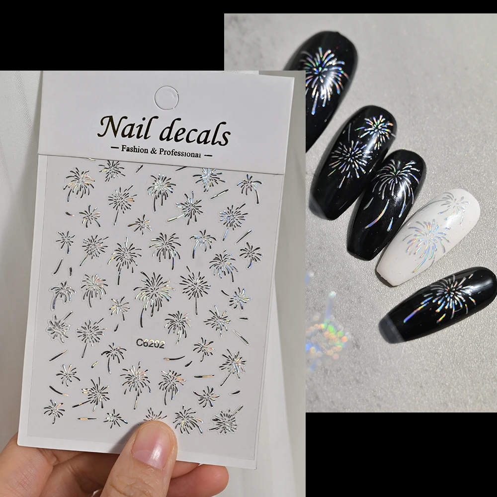 NICENEEDED Goldene Nail Art Sticker – 10 Blatt, Blatt-Blumen-Reben-Design, Selbstklebend, Für DIY-Nägel