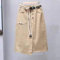 Spring Summer New Irregular Denim Skirt For Women Elastic High Waisted A-line Buttocks Wrapped Skirts For Women Casual Clothing - Image 4