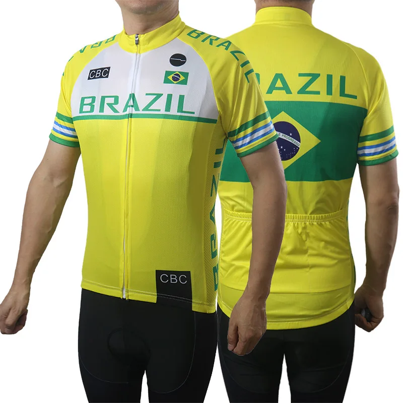 

Short Sleeve Cycling Jersey, Brazil Sports T-Shirt, Breathable Outdoor Clothes, Motocross Top, MTB Wear, Sweat Running, Summer