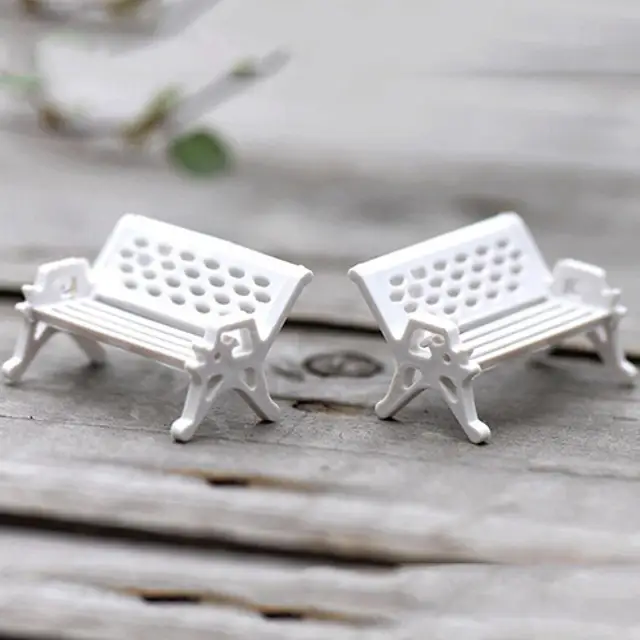 2Db Mini Park Ülésen Üléses Kerti Dísz Miniatűr Kézműves Tündérbaba Dekoráció - Image 4