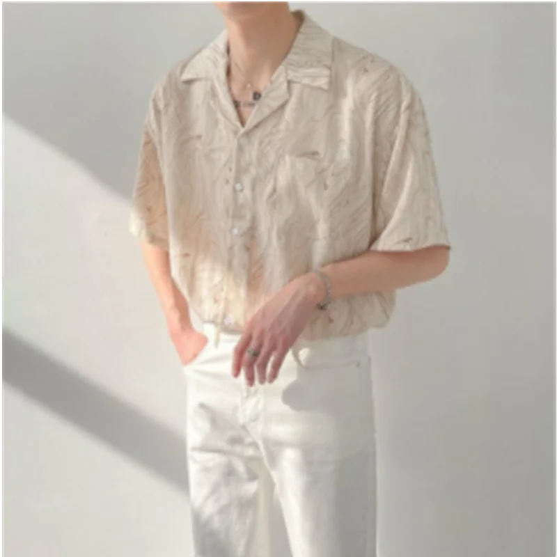 

Korean version of fashionable casual summer shirt for men's high-end feeling without ironing shirt for men's clothing E0011