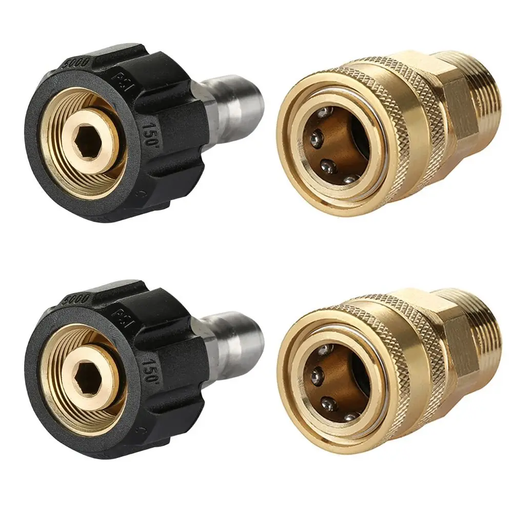 

Stainless Steel M22 14mm to 1/4 Inch 5000 PSI Quick Connect Fittings Quick Disconnect Kit Adapter Set Pressure Washer