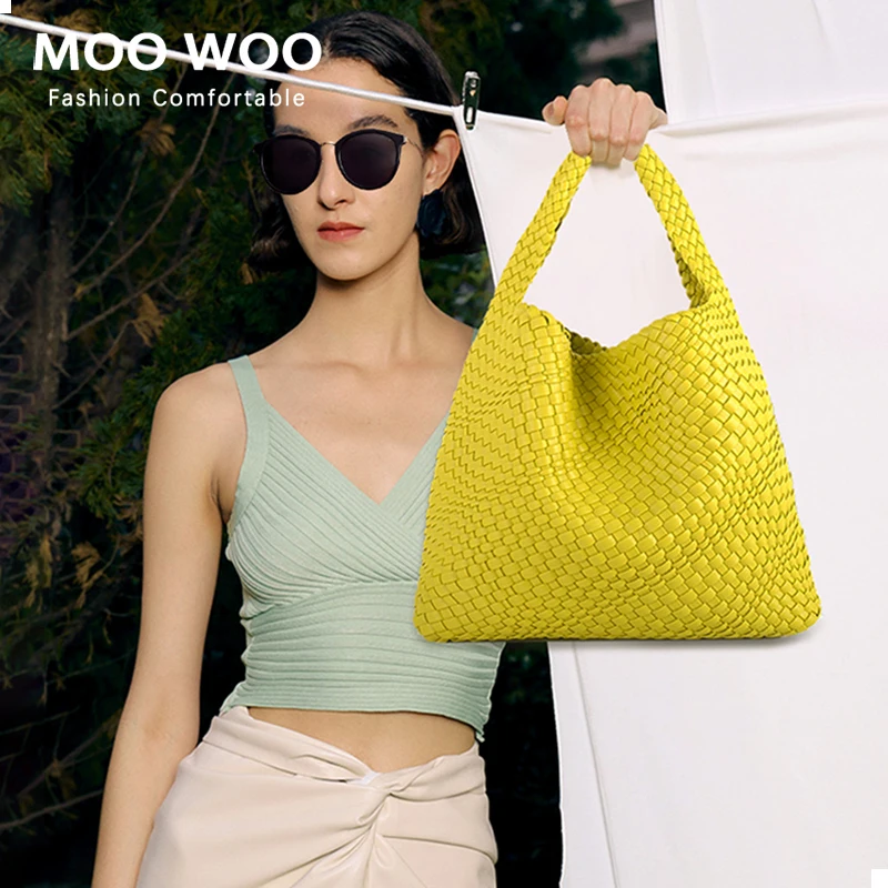 

Модная женская сумка MOOWOO, тканая сумка, милая сумка из искусственной кожи, корзина для овощей, сумки-тоуты для переноски, сумка-мессенджер через плечо для женщин