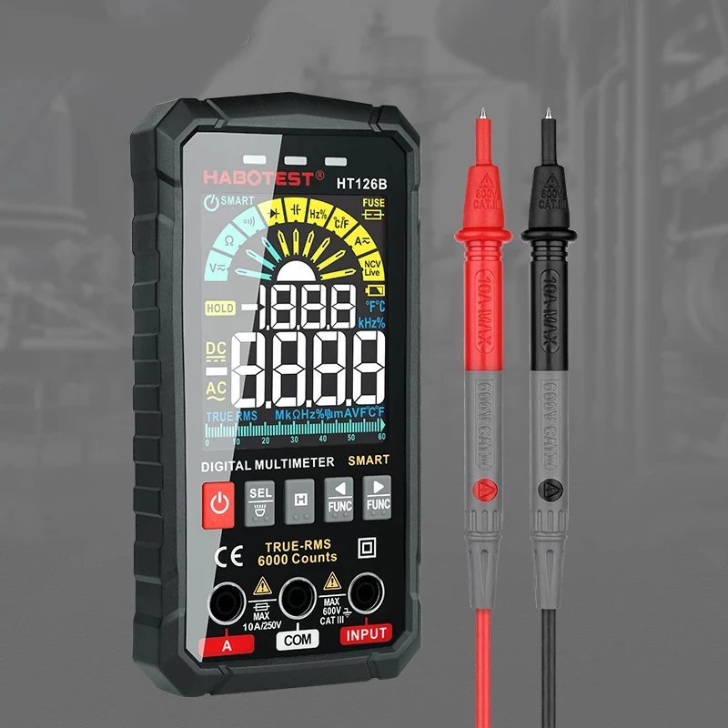 

Smart Digital Multimeter Professional Multimetro AC DC Ohm Hz Duty TRMS Capacitor Tester Voltage Indicator Ampere Meter Handheld