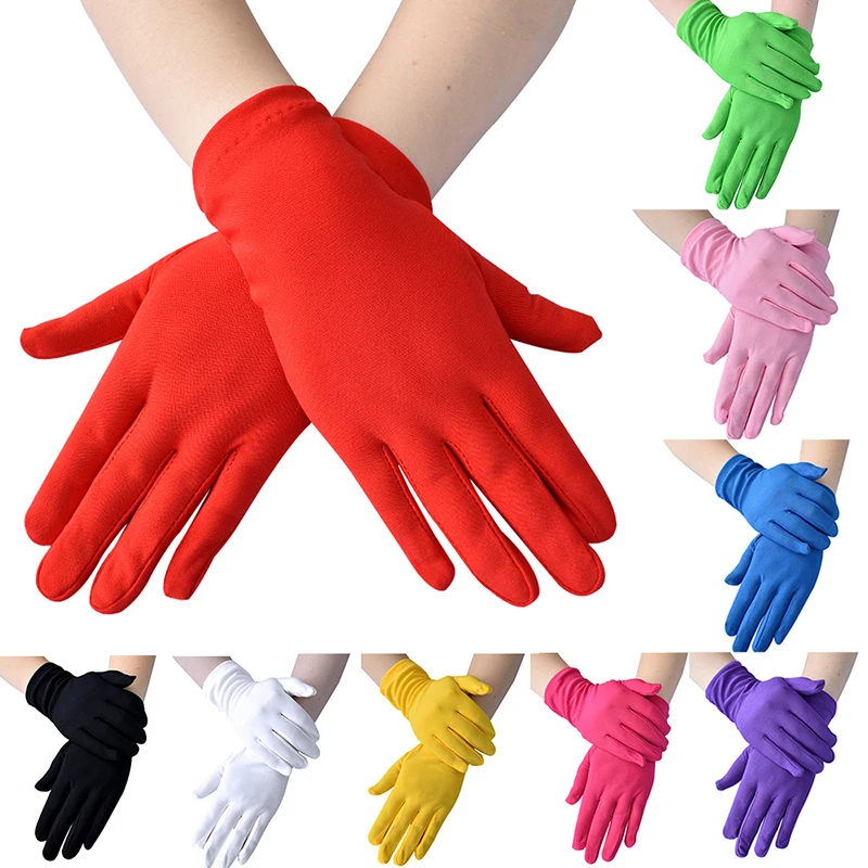 Retro Short Gloves For Women Men Etiquette Gloves Stretch Sun Protection Full Finger Mitten Driving Gloves Stage Costume Props