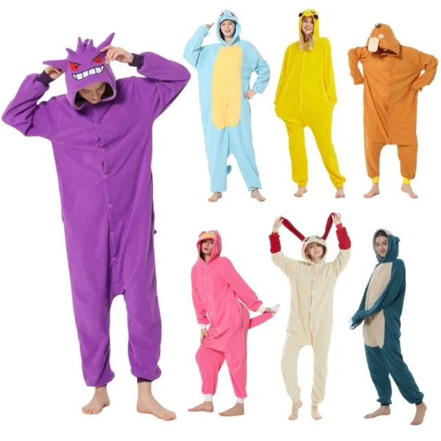 Pokemon Pikachu Gengar Kigurumi Onesie Snorlax Eevee Squirtle Pijama Cosplay Costume Halloween Adult Anime Umbreon Pajamas Gift
