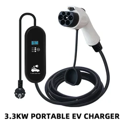 GBT Car Charger 16A Single Phase 3.3KW Timing Protable EV Charger Current Adjustable Electric Vehicle Charging Station3.5M Cable
