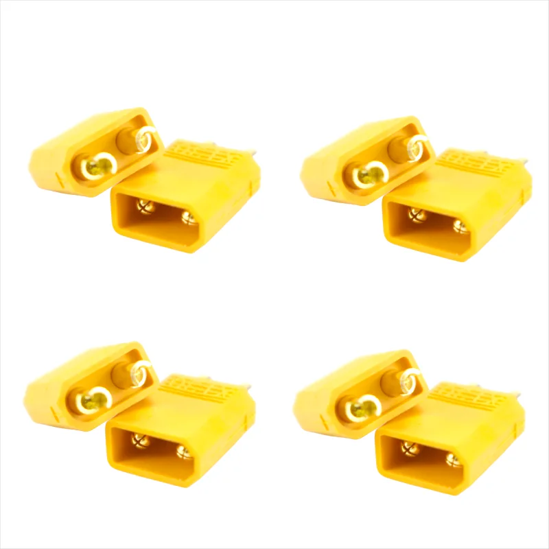 60개 XT30 남성/여성 연결 플러그 쌍 RC 리포 배터리 모터용 15A/30A 18AWG 노란색 플러그 쿼드콥터 FPV 드론용