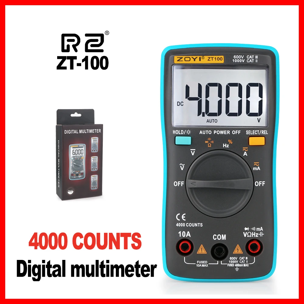 ZOYI Digital Multimeter backlight Meter voltage Diode Ammeter Voltmeter Resistance Frequency ZT98 ZT100 ZT101 ZT102