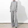 Women's 100% Wool Knitted Sweater Set Lady Fashion High Neck Soft Warm Winter Autumn Tracksuit 2