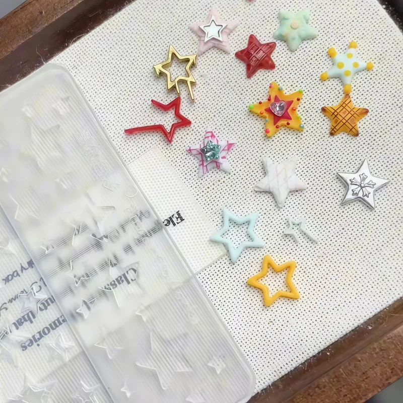 새로운 스타일리시 다용도 투명 네일 아트 스탬핑 몰드, 정교한 별 요소 DIY 우아한 뷰티 네일 도구