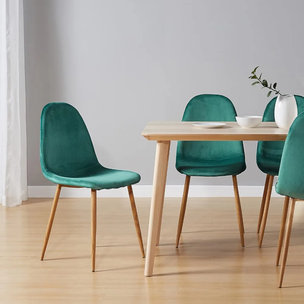 Faux Leather Dining Back Modern Side Chair for Pub Coffee Home, Set of 4, Black