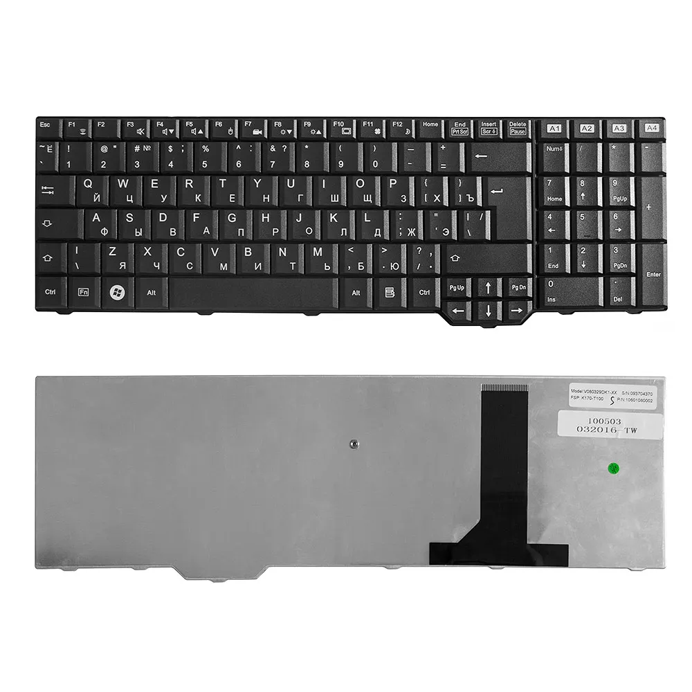 Клавиатура для ноутбука Fujitsu-Siemens Amilo Xa3520 Xa3530 Series. Г-образный Enter. Черная без рамки.